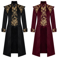 Herren Viktorianischer Gothic Herren Frack - Mittelalter Steampunk Jacke, Retro Uniform Mantel für Karneval Bühnenauftritt