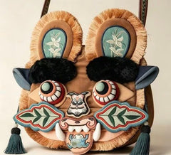 Exklusive Tigerkopf-Umhängetasche – Chinesische Kulturtasche mit handwerklichem Stickerei-Design