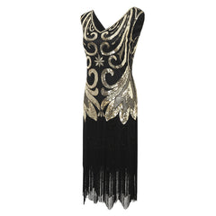 1920er Pailletten-Perlen-Fransenkleid Retro 1920er Jahre Stil Charleston Kleid klassische Motto Party Damen Kostüm Kleid