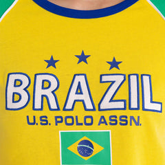 Sommer 2026 Damen Kurzarm-T-Shirt Set, Gelb mit Y2K-Stil Brasilien-Stickerei, WM-Fußballtrikot-Themenkleidung