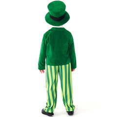 Kinder St. Patrick Cosplay Kostüm Kleideranzug mit Kleeblattmuster Party Halloween Karneval Anzug