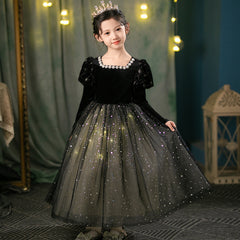 Kinder Mädchen Kleid Prinzessin Kleid High-End-Samt Geburtstag Geschenk