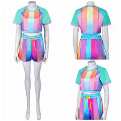 Damen Cosplay Kostüm Outfits Halloween Karneval Anzug Sport Trainingsanzüge Regenbogen 2-tlg