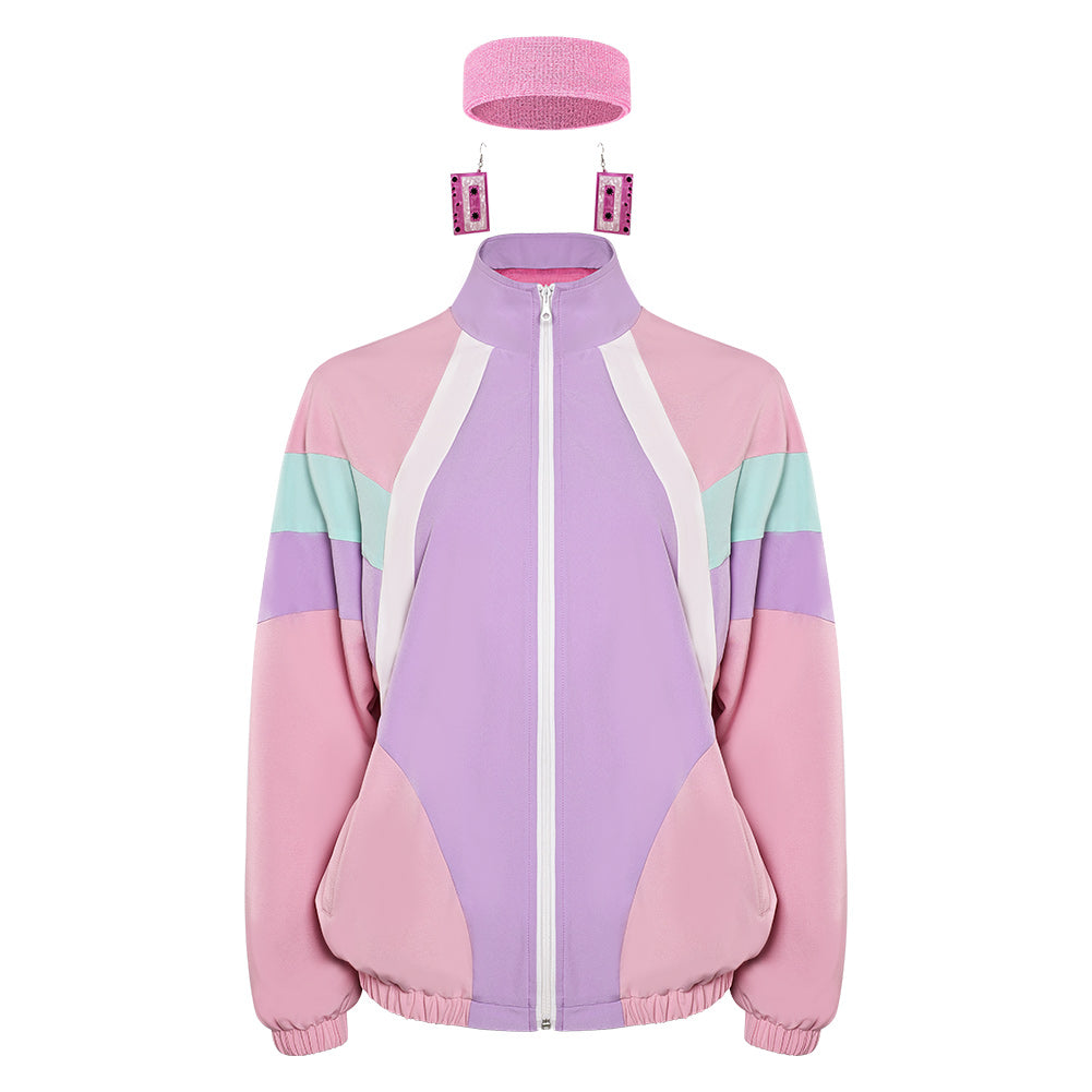 Damen Jacke Leichtgewicht Farbe Block Bomber Jacke 80er Jahre Windbreaker