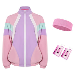 Damen Jacke Leichtgewicht Farbe Block Bomber Jacke 80er Jahre Windbreaker