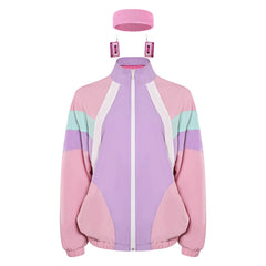Damen Jacke Leichtgewicht Farbe Block Bomber Jacke 80er Jahre Windbreaker