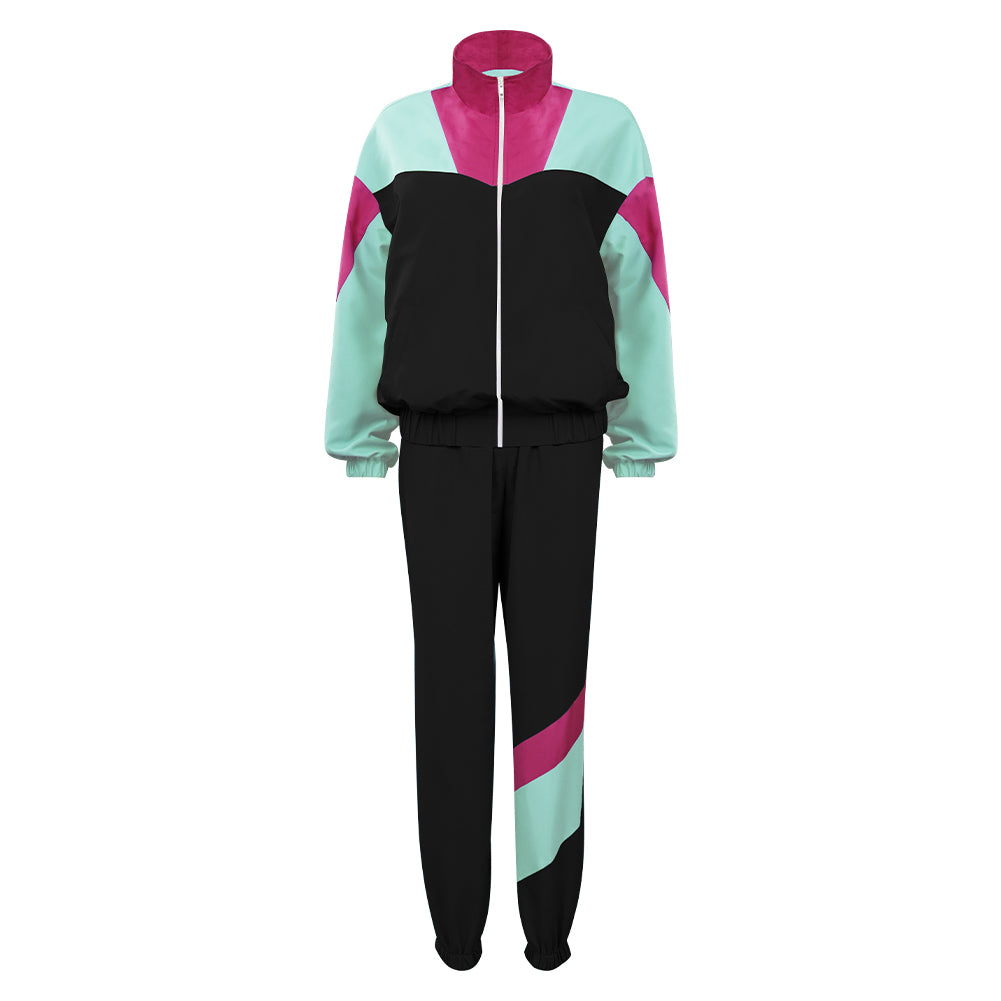 Damen Trainingsanzug 80er Cosplay Kostüm Outfits Halloween Karneval Anzug