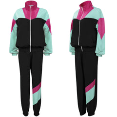 Damen Trainingsanzug 80er Cosplay Kostüm Outfits Halloween Karneval Anzug