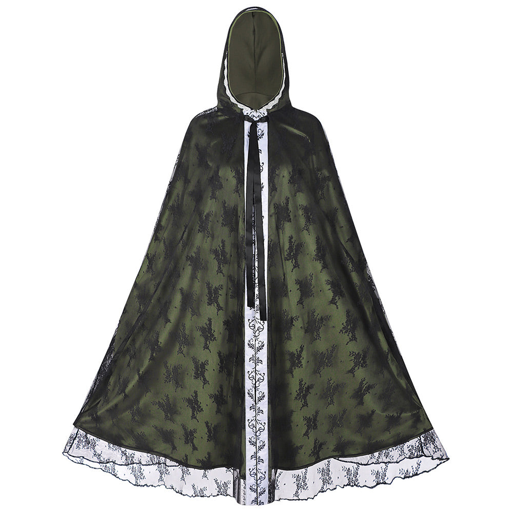 Damen Umhang Cosplay Kostüm Halloween Karneval Party Set Gothic