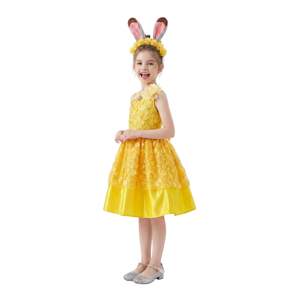 Die Schöne und das Biest Kinder Mädchen Belle Kleid Cosplay-Kostüm für Halloween, Karneval oder Partys