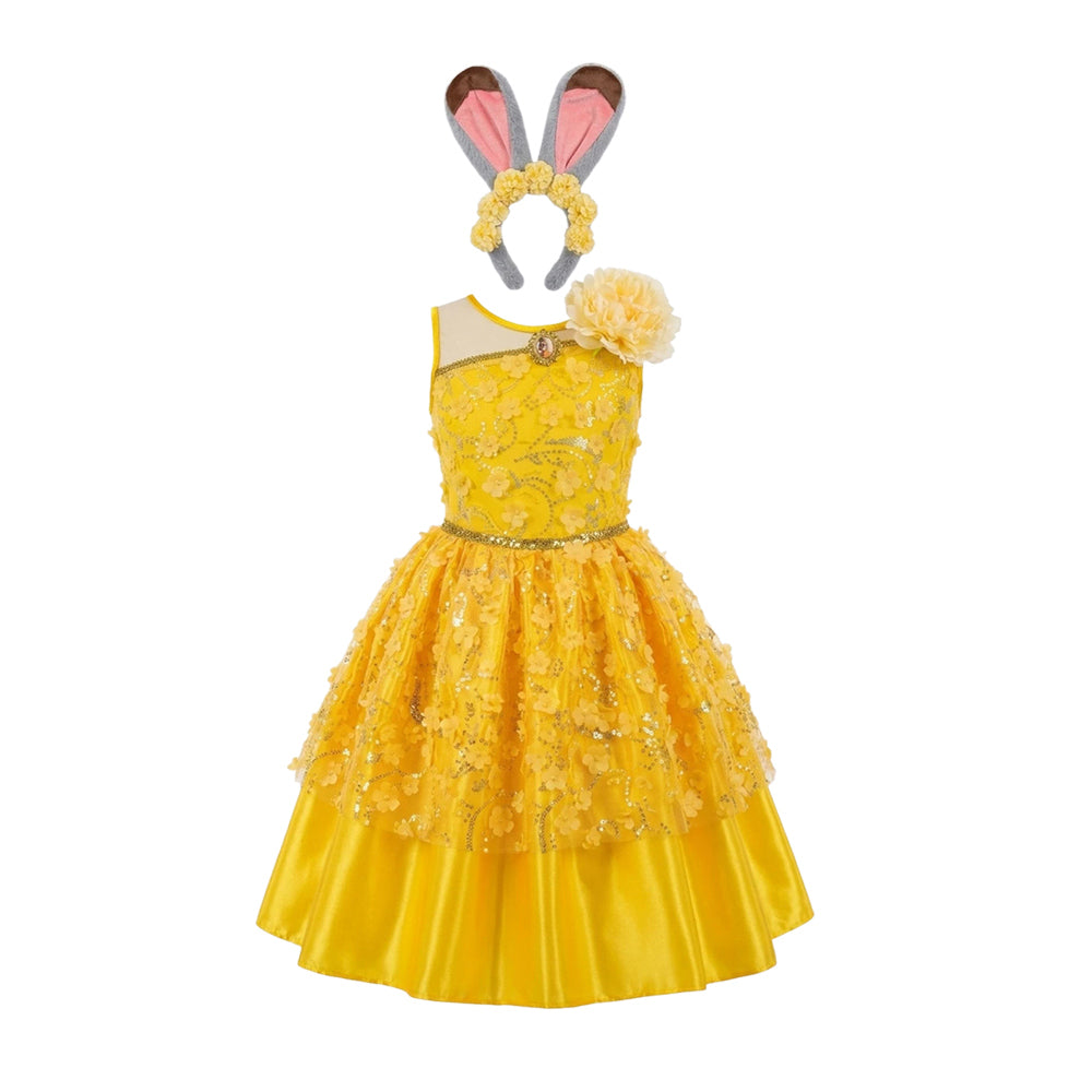 Die Schöne und das Biest Kinder Mädchen Belle Kleid Cosplay-Kostüm für Halloween, Karneval oder Partys