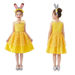 Die Schöne und das Biest Kinder Mädchen Belle Kleid Cosplay-Kostüm für Halloween, Karneval oder Partys
