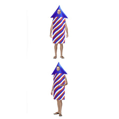 Erwachsene Schwamm Kostüm Cosplay Kostüm Halloween Karneval Party Anzug Unabhängigkeitstag gestreift Salut Kanone Digitaldruck