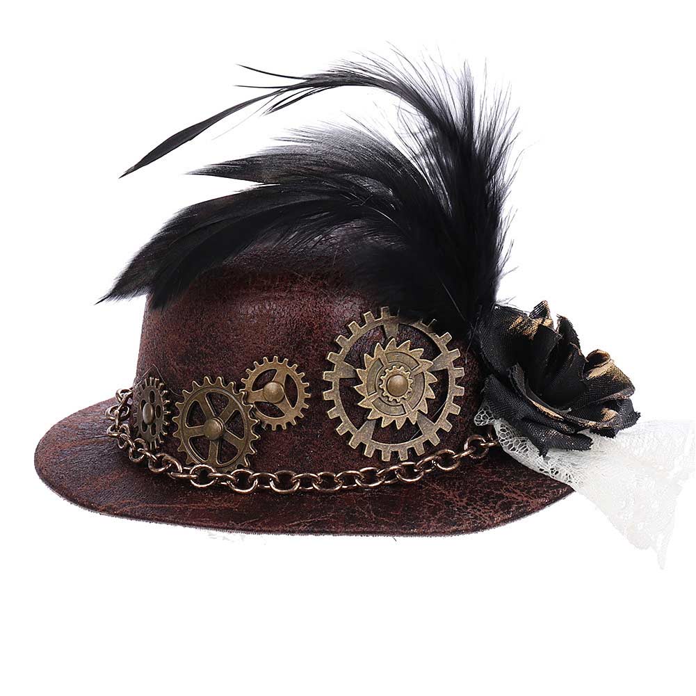 Halloween Karneval Kostüm Zubehör Gothic Punk Gear Feder Mini Hut