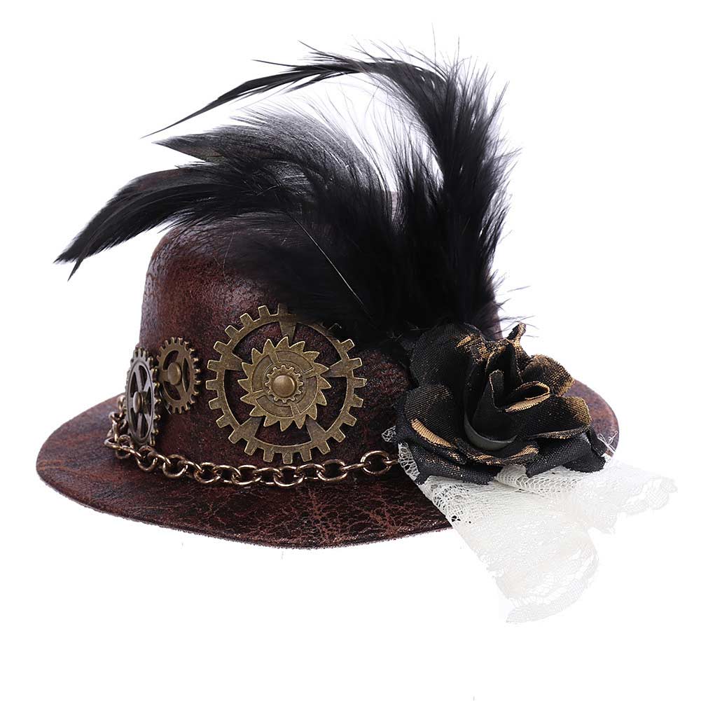 Halloween Karneval Kostüm Zubehör Gothic Punk Gear Feder Mini Hut