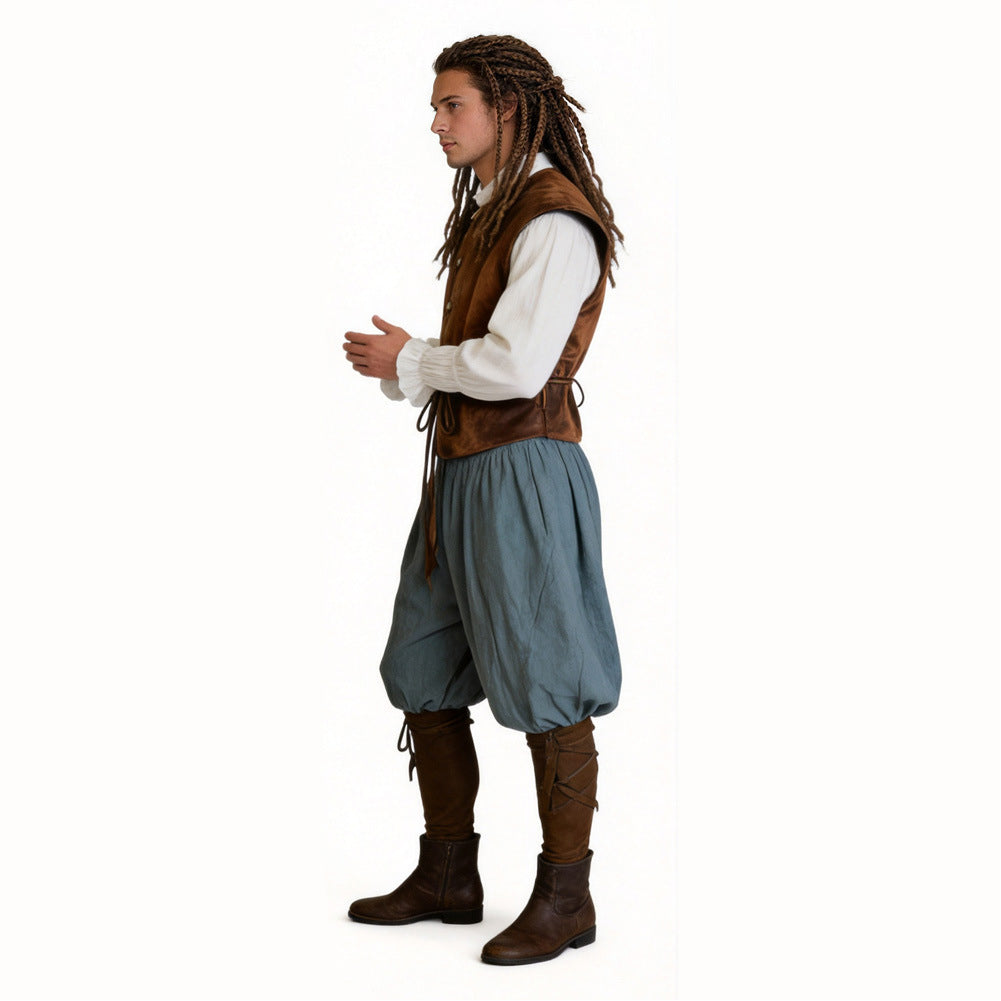 Herren Piraten-Cosplay-Kostüm aus dem Mittelalter Halloween, Karneval und Partys