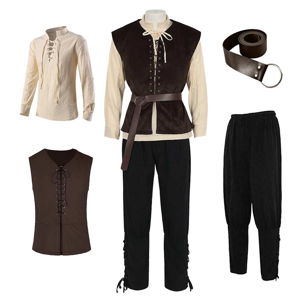 Herren Steampunk Mittelalterliche Jacke Gothic Viktorianisch Cosplay Kostüm Outfits Halloween Karneval Anzug