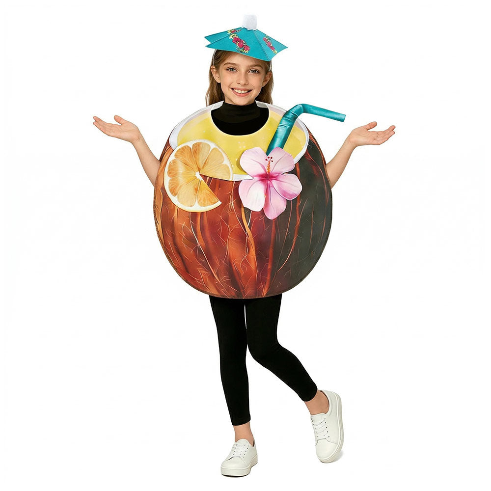 Kinder Cosplay-Kostüm Halloween Karneval Party-Outfit Kokosnussgetränk