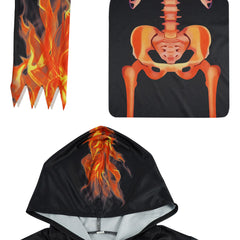 Kinder Flammenskelett Robe Cosplay Party Horror Gewand Cosplay Kostüm Halloween Karneval Party Anzug