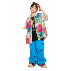 Kinder Hip-Hop Shirt kurzarm Set Cosplay Kostüm Outfits Halloween Karneval Anzug