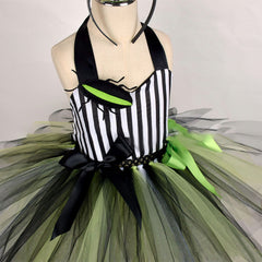 Kinder Mäcdchen tutu Kleid Beetlejuice Cosplay Kostüm Outfits Halloween Karneval Anzug