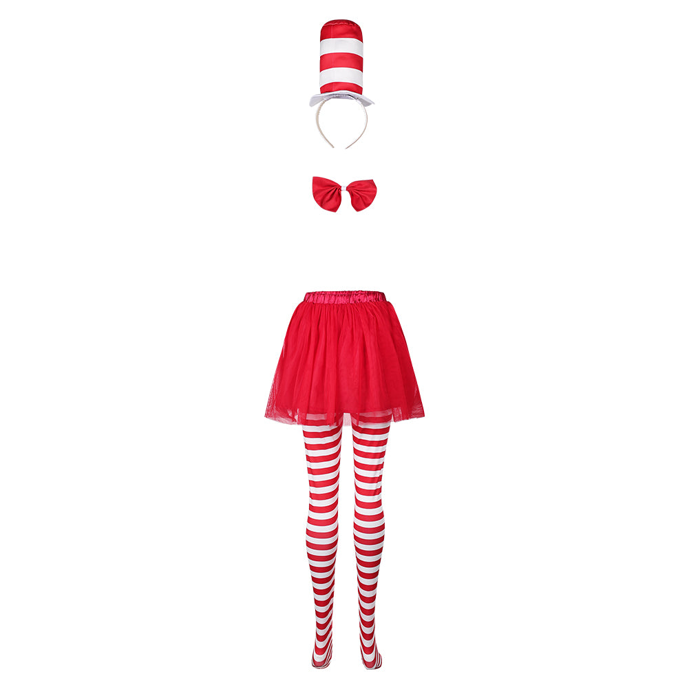 Kinder Mädchen Die Katze im Hut Cosplay Kostüm Outfits Halloween Karneval Anzug cos Rock