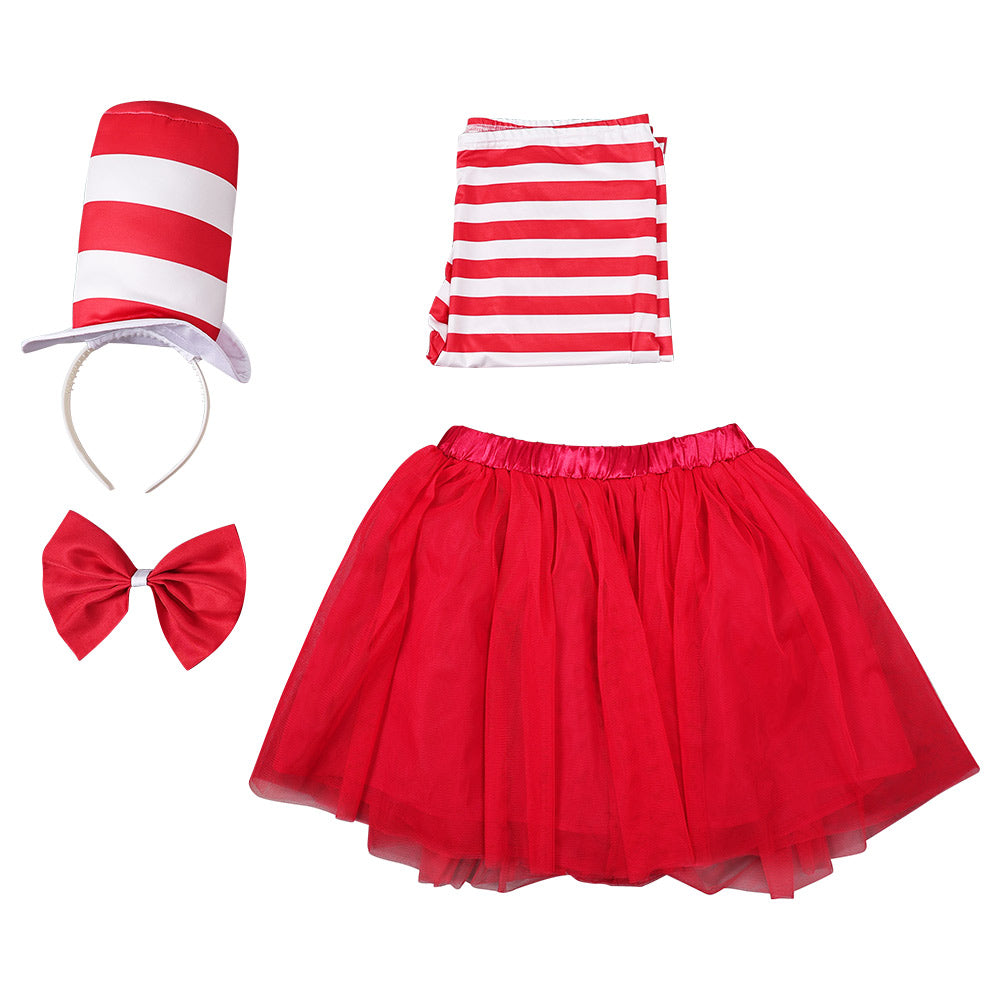 Kinder Mädchen Die Katze im Hut Cosplay Kostüm Outfits Halloween Karneval Anzug cos Rock