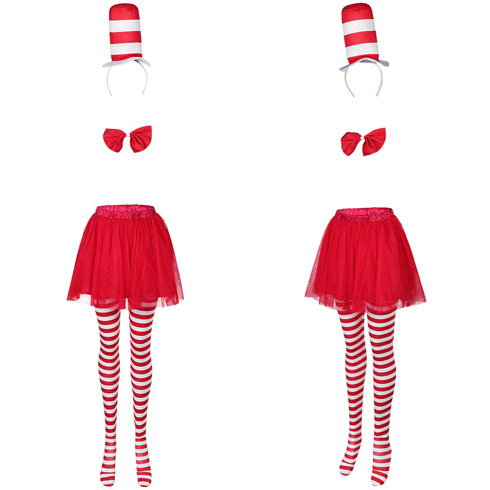 Kinder Mädchen Die Katze im Hut Cosplay Kostüm Outfits Halloween Karneval Anzug cos Rock