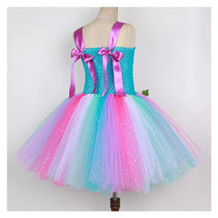 Kinder Mädchen Feenkleid Mesh Prinzessin TUTU Rock Schmetterlingsflügel Flauschiger Rock Cosplay Kostüm Outfits Halloween Karneval Anzug 