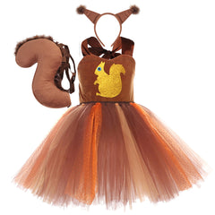 Kinder Mädchen Kleid Eichhörnchen Cosplay Kostüm Halloween Karneval Party Anzug