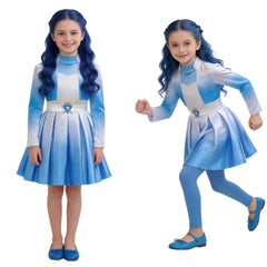 Kinder Mädchen Kleid Evie Descendants Cosplay-Kostüm für Halloween, Karneval und Partys