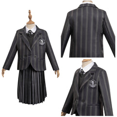 Kinder Mädchen Mittwoch Schuluniform Kostüm Addams Halloween Cosplay Outfit