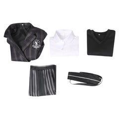 Kinder Mädchen Mittwoch Schuluniform Kostüm Addams Halloween Cosplay Outfit