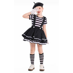 Kinder Mädchen Pantomime Kostüm Cosplay Kleidung Halloween Karneval Party Anzug