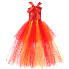 Kinder Mädchen tutu Kleid Feuer Phoenix Cosplay Mesh Rock Cosplay Kostüm Halloween Karneval Party Anzug