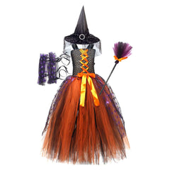 Kinder Mädchen tutu Kleid Hexe Cosplay Kostüm Outfits Halloween Karneval Anzug