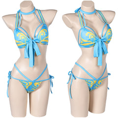 Street Fighter Damen Chun Li Kostüm Outfits Bademode Halloween Karneval Anzug