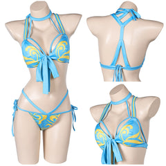 Street Fighter Damen Chun Li Kostüm Outfits Bademode Halloween Karneval Anzug