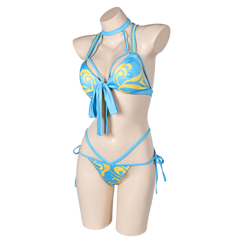 Street Fighter Damen Chun Li Kostüm Outfits Bademode Halloween Karneval Anzug
