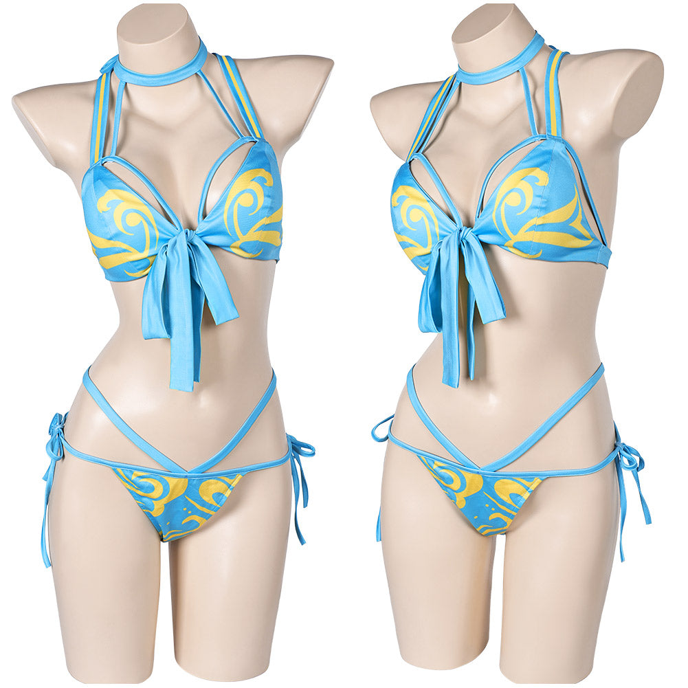 Street Fighter Damen Chun Li Kostüm Outfits Bademode Halloween Karneval Anzug