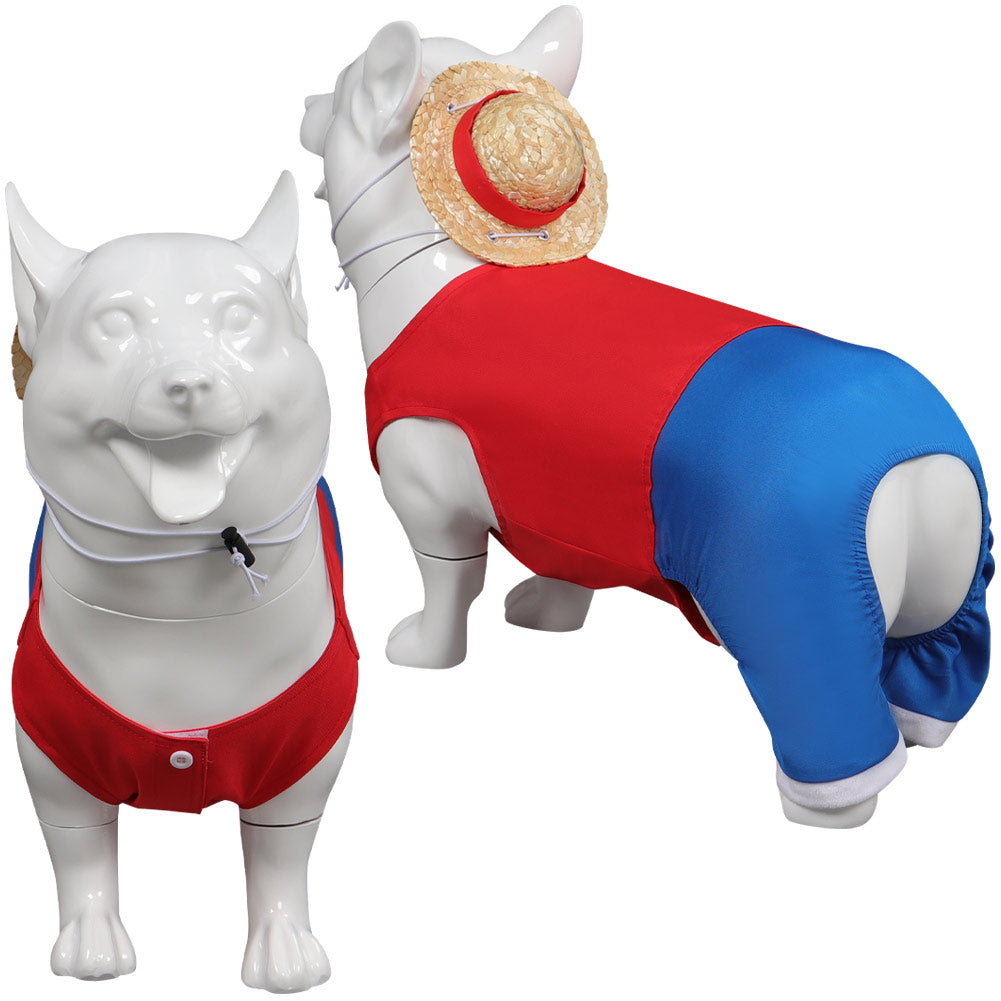 Luffy one piece Haustier Hund Cosplay Kostüm Outfits Halloween Karneval Party Anzug