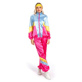 Damen 80s Cosplay Kostüm Sportbekleidung Jacke Hose Stirnband Outfits Halloween Karnevalskostüm Outfits 80er Jahre Kostüm