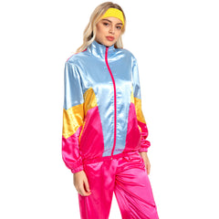 Damen 80s Cosplay Kostüm Sportbekleidung Jacke Hose Stirnband Outfits Halloween Karnevalskostüm Outfits 80er Jahre Kostüm