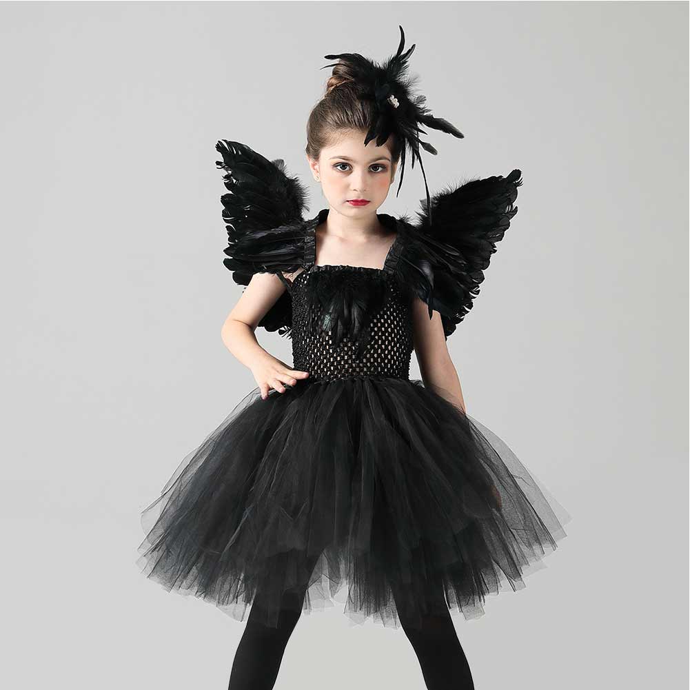 Kinder Mädchen schwarzer Schwan Kleid Tutu Kleid Tüllkleid