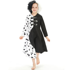 Kinder Mädchen Cruella Cosplay Kostüm Halloween Karneval Outfits