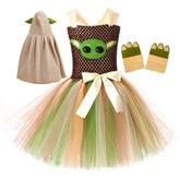 Kinder Mädchen Baby Yoda Cosplay Kostüm Tutu Kleid Halloween Karneval Party Verkleidung Anzug