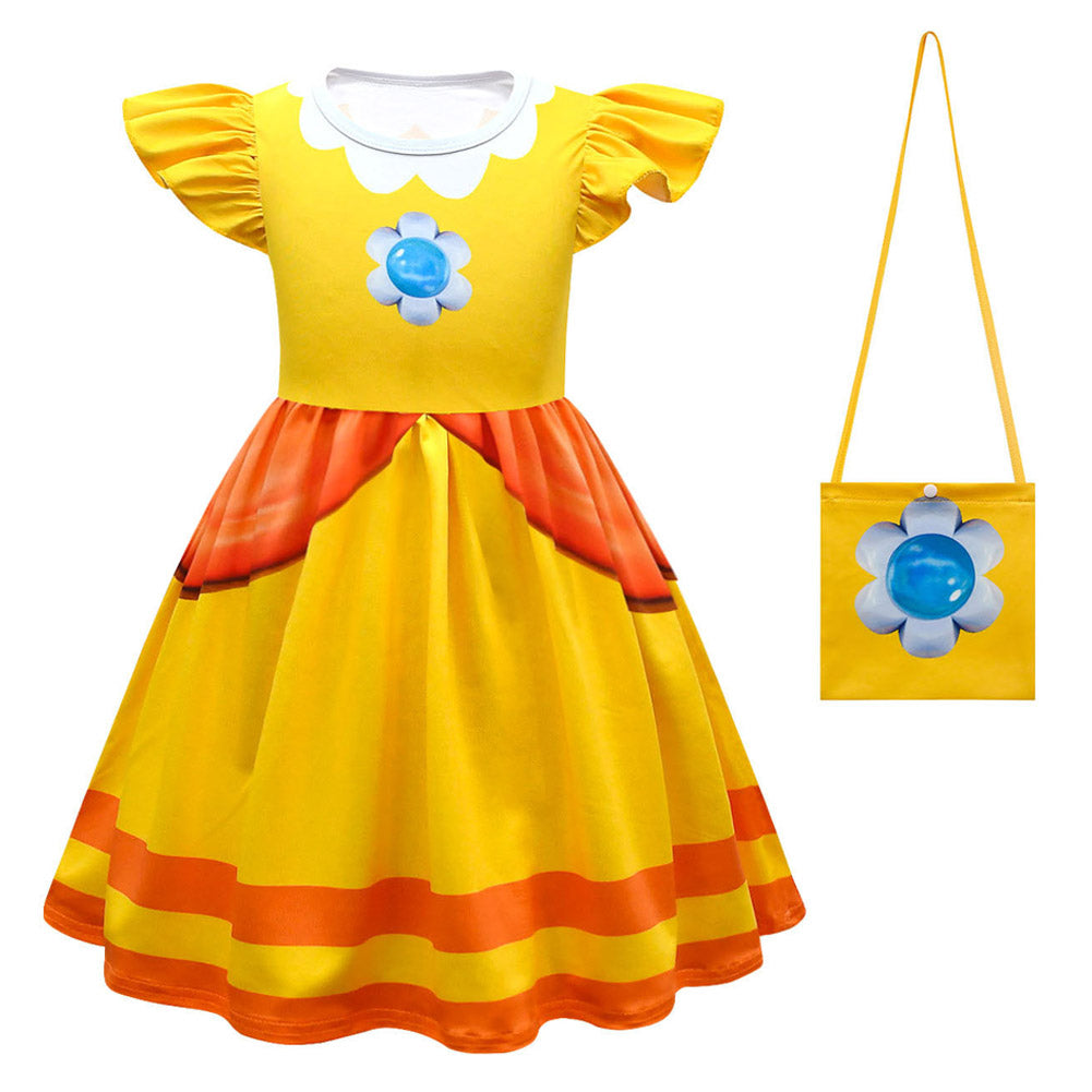 Kinder Mädchen The Super Mario Bros peach Cosplay Kostüm Kleid Outfits Halloween Karneval Party