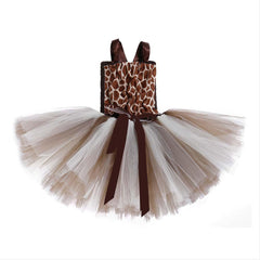 Giraffe Mädchen Kleid Tutu Tülle Kleid Faschingkostüm auch für Alltag Partykleid Geburstag Festkleid Ärmellos Kostüm - Karnevalkostüme
