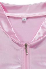 Damen Pink Lady Jacke Retro Halloween 50er Jahre Kostüm Rock Roll Lady mit Schal