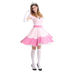 Damen Halloween Princess Peach Kleid Cosplay Erwachsene Kostüm